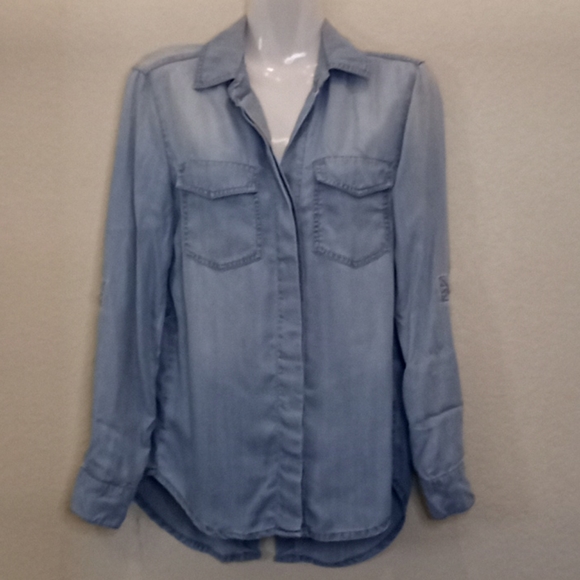 Sam Edelman Chambray Long Sleeved Top - Picture 2 of 14
